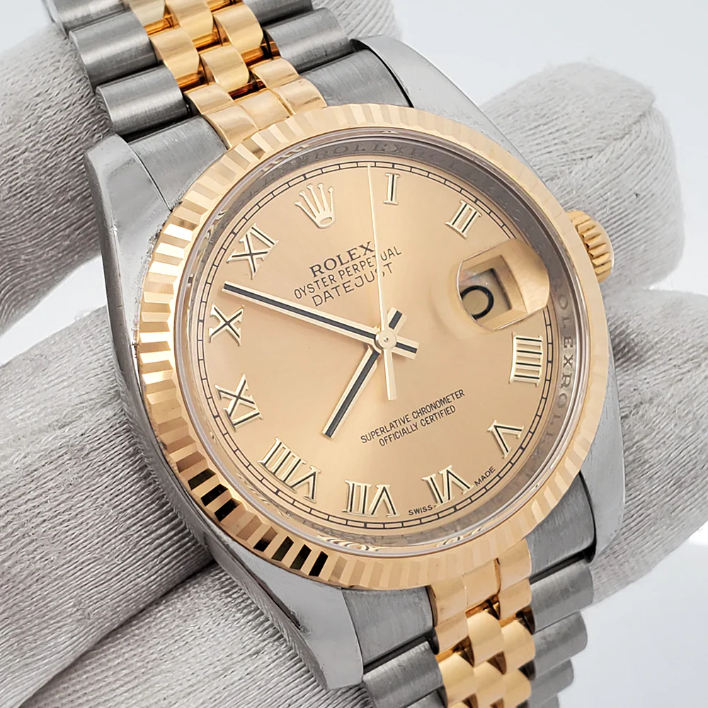 Rolex Datejust 36mm 116233 2-Tone Champagne Roman Dial Jubilee Watch Box Papers - Image 2