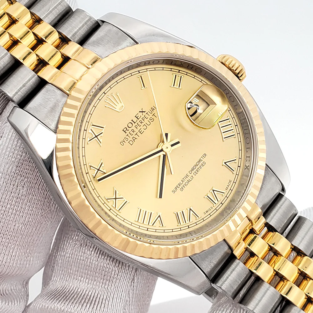 Rolex Datejust 36mm 116233 2-Tone Champagne Roman Dial Jubilee Watch Box Papers - Image 2