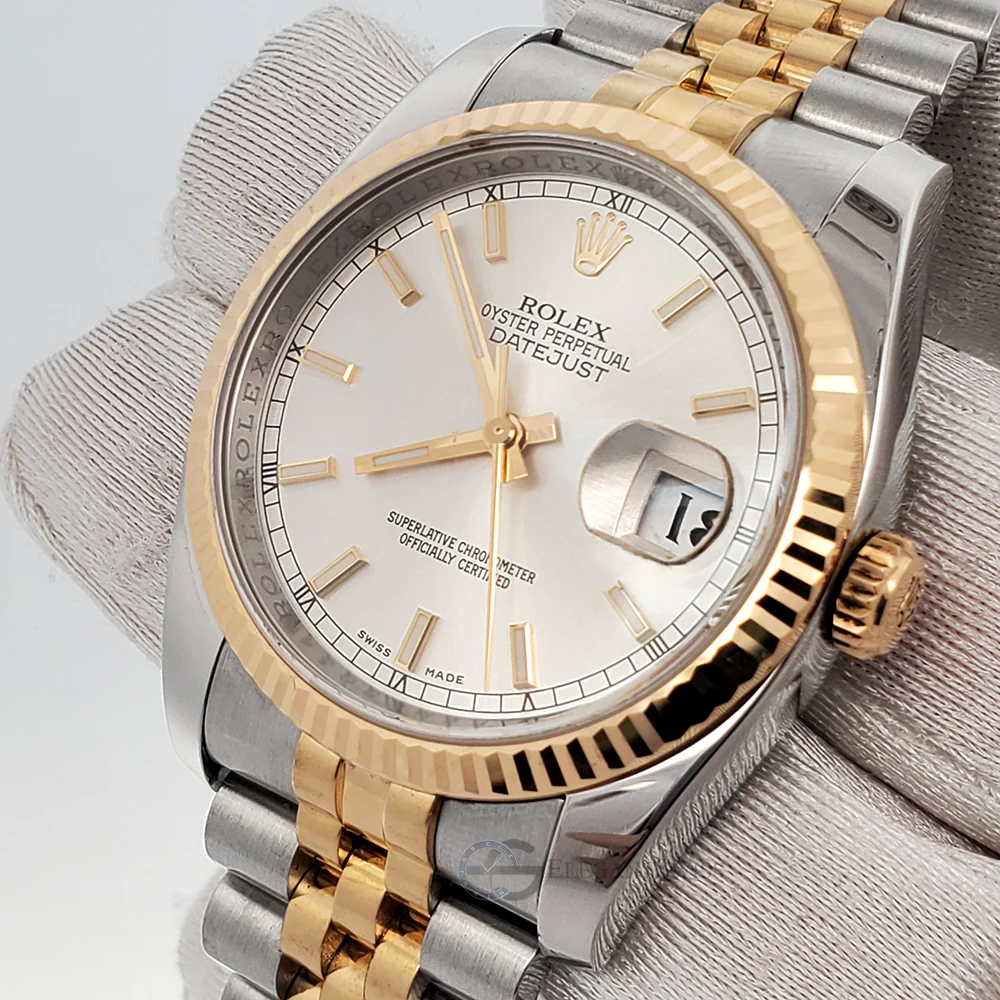 Rolex Datejust 36mm 116233 2-Tone Silver Index Dial Jubilee Watch Box Papers