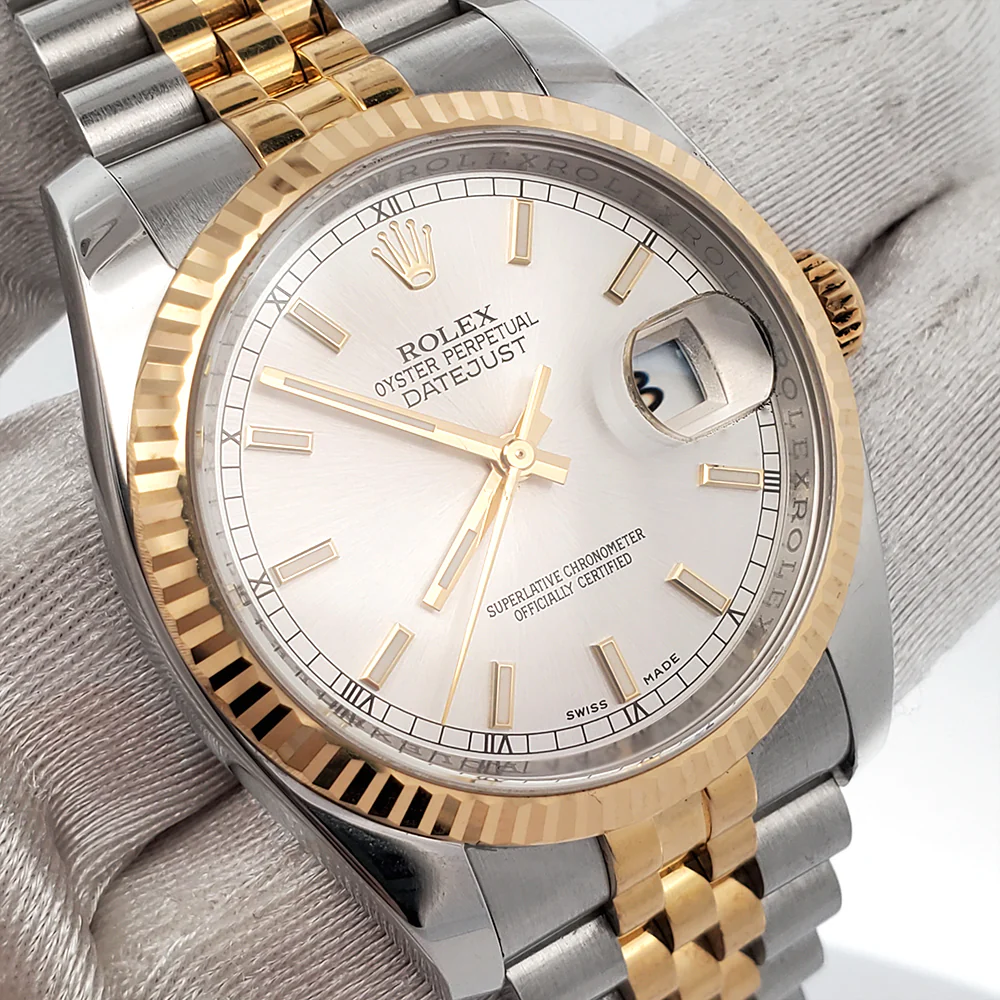 Rolex Datejust 36mm 116233 2-Tone Silver Index Dial Jubilee Watch Box Papers - Image 2