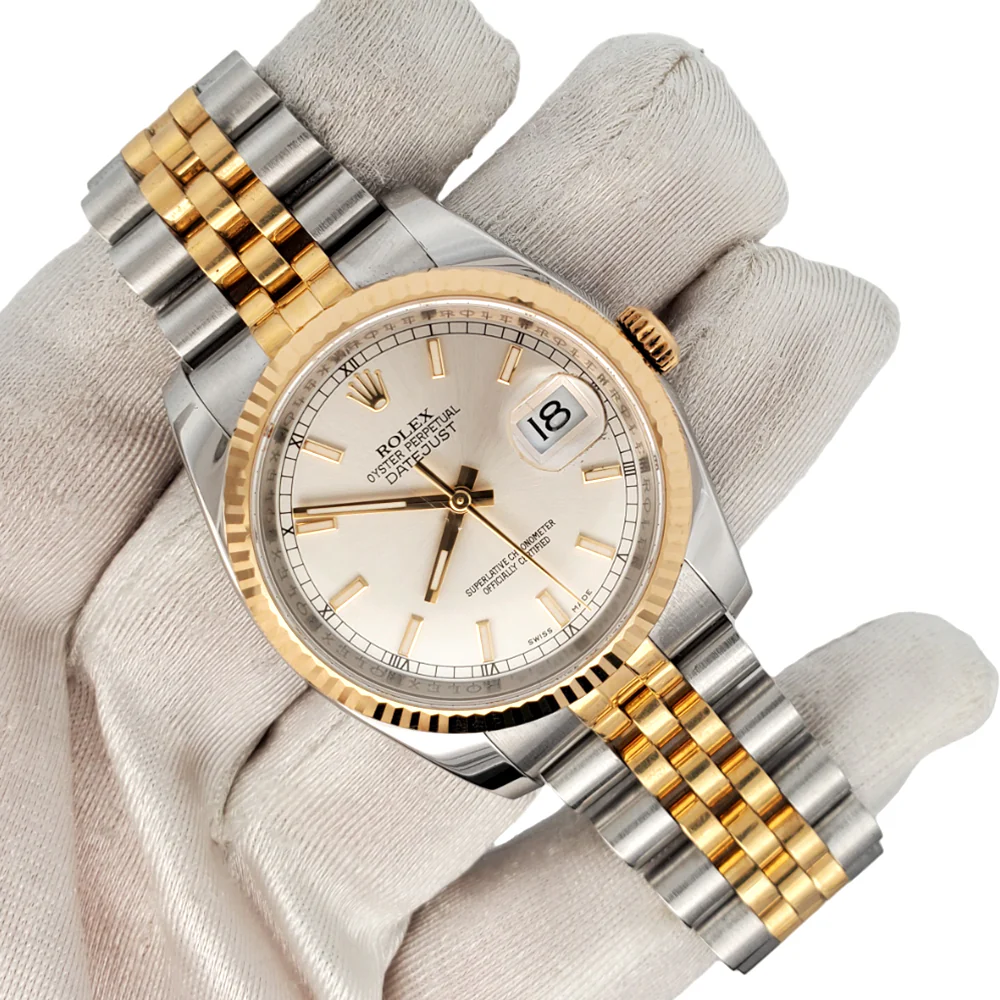Rolex Datejust 36mm 116233 2-Tone Silver Index Dial Jubilee Watch Box Papers - Image 3