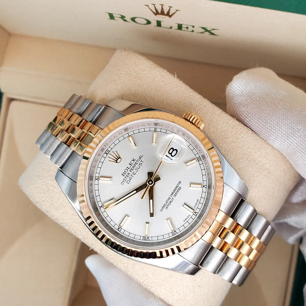 Rolex Datejust 36mm 116233 Silver Index 2-tone Yellow Gold/Steel Jubilee Watch - Image 2
