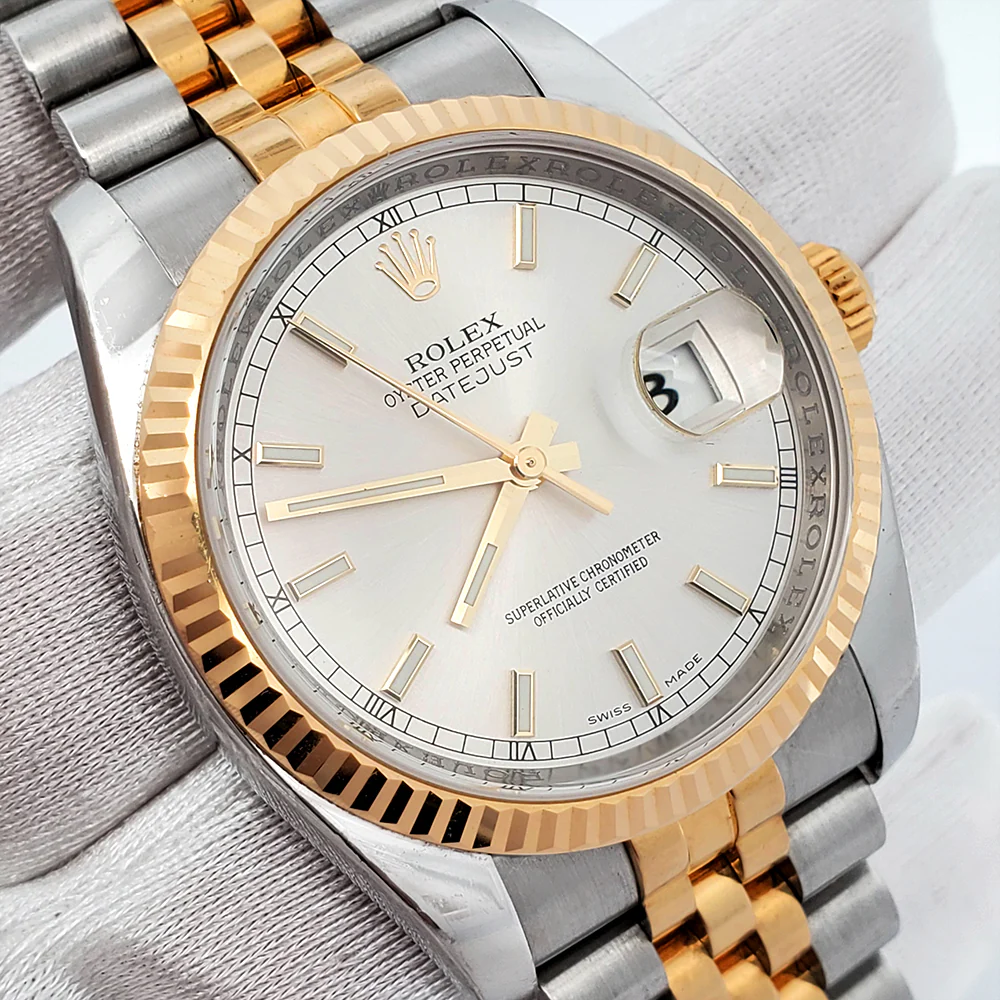 Rolex Datejust 36mm 116233 Silver Index 2-tone Yellow Gold/Steel Jubilee Watch - Image 3