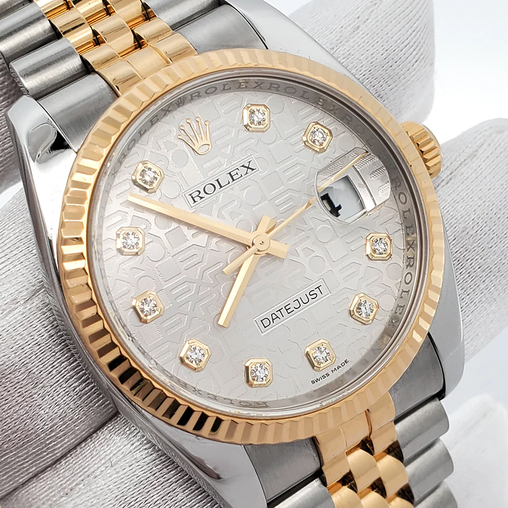 Rolex Datejust 36mm 116233 Silver Jubilee Diamond Dial 2-tone Yellow Gold/Steel Watch - Image 3