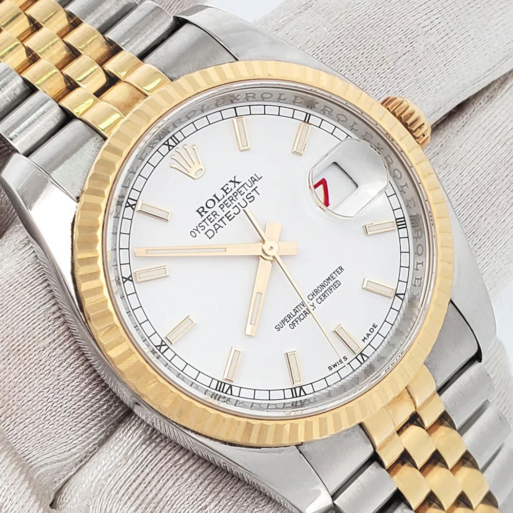 Rolex Datejust 36mm 116233 White Index 2-tone Yellow Gold/Steel Jubilee Watch Box Papers - Image 2