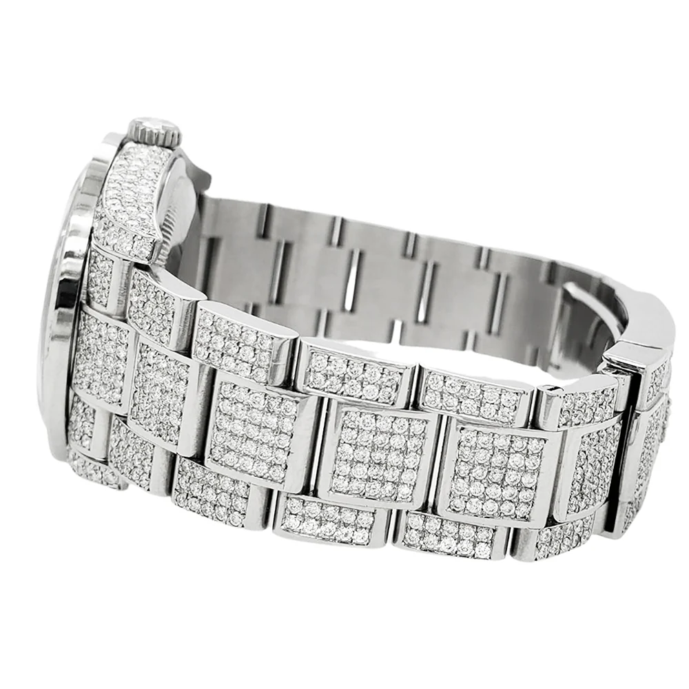 Rolex Datejust 36mm 12.4ct Diamonds Emeralds Bezel/Case/Bracelet Black Index Dial Steel Watch Box Papers - Image 2