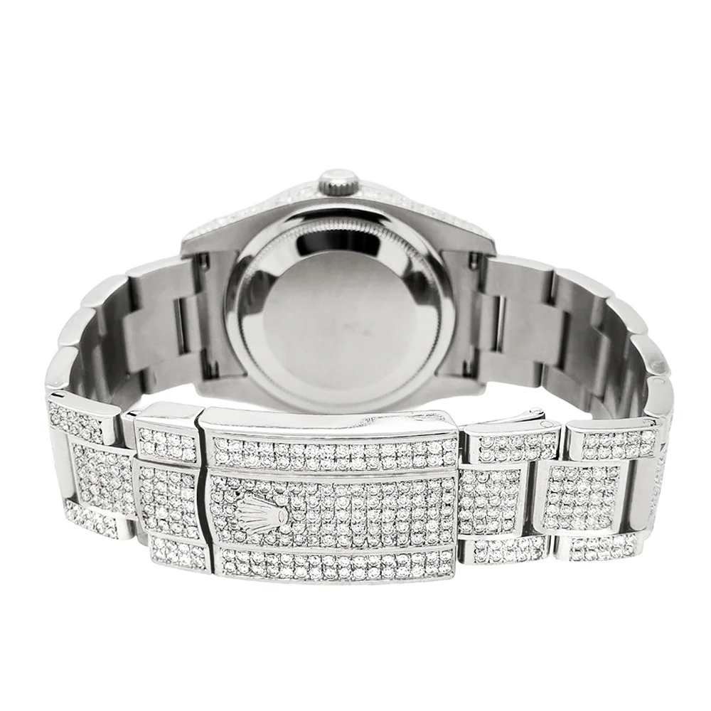 Rolex Datejust 36mm 12.4ct Diamonds Emeralds Bezel/Case/Bracelet Black Index Dial Steel Watch Box Papers - Image 3