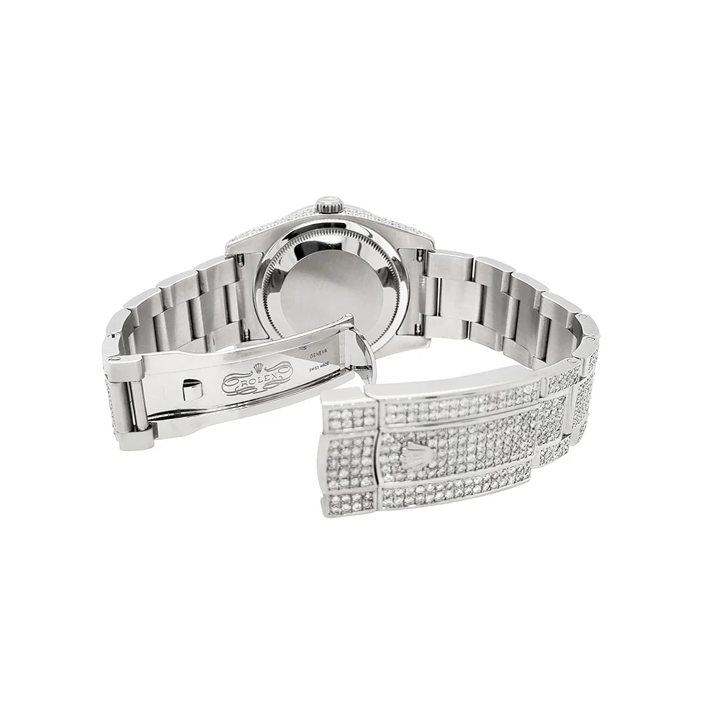 Rolex Datejust 36mm 12.4ct Diamonds Emeralds Bezel/Case/Bracelet Blue Index Dial Steel Watch Box Papers - Image 4