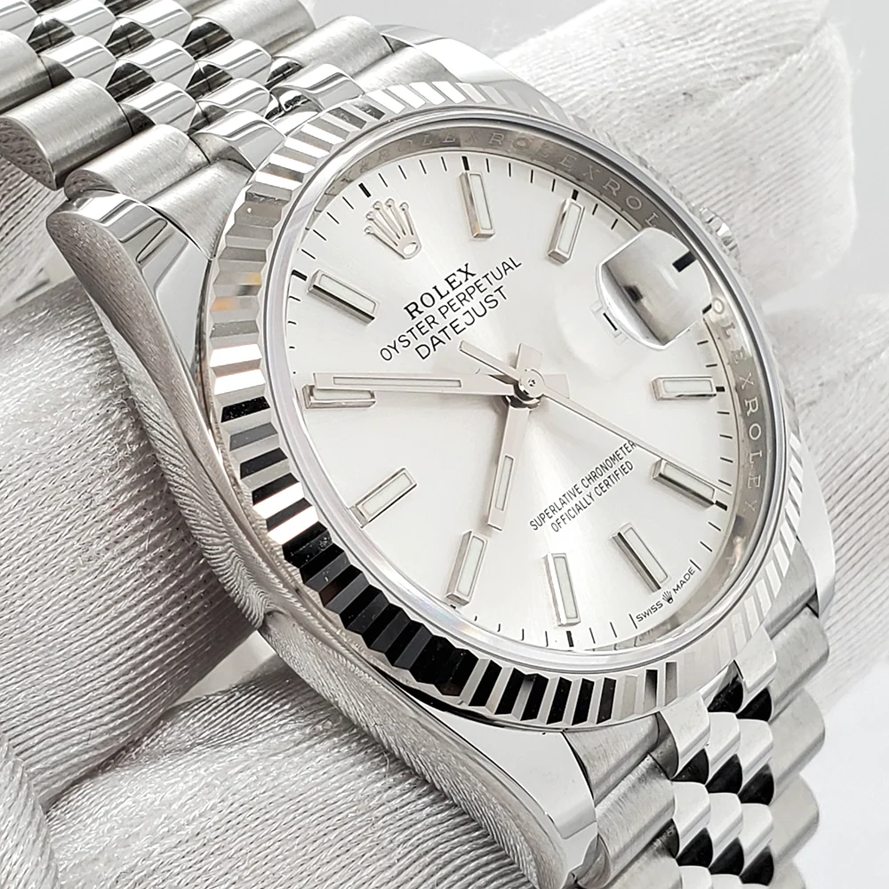 Rolex Datejust 36mm 126234 Silver Index Dial Fluted Bezel Jubilee Watch 2021 Box Papers - Image 2