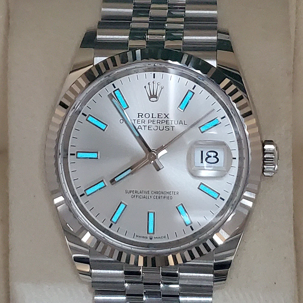 Rolex Datejust 36mm 126234 Silver Index Dial Fluted Bezel Jubilee Watch 2021 Box Papers - Image 7