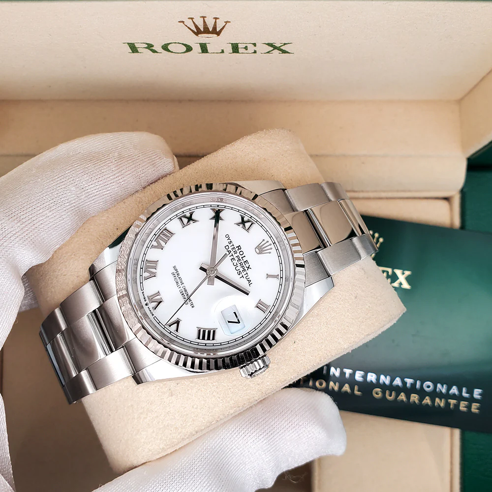Rolex Datejust 36mm 126234 White Roman Fluted Bezel Steel Oyster Watch 2022 Box Papers - Image 2