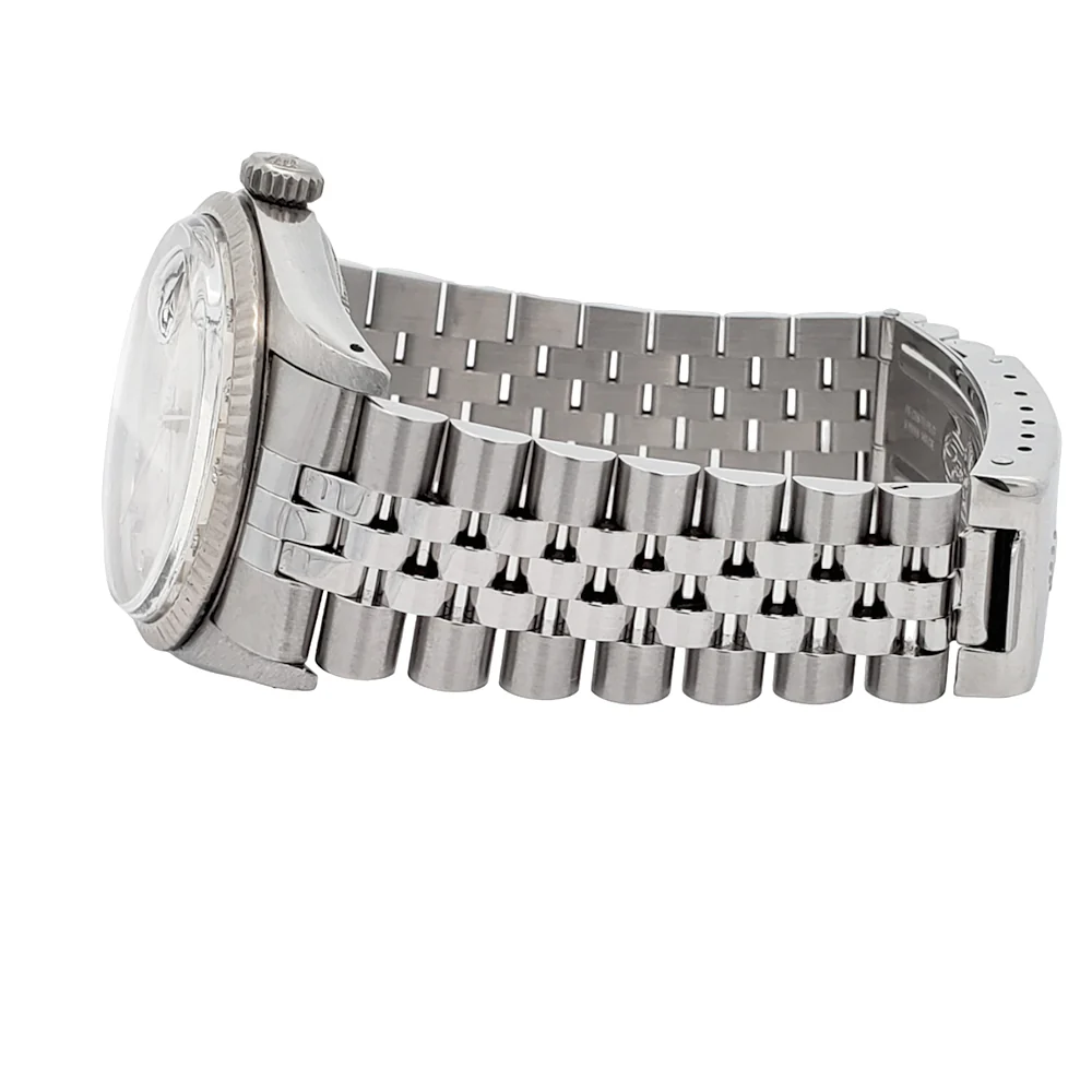 Rolex Datejust 36mm 16014 Factory Silver Diamond Dial Stainless Steel Jubilee Watch - Image 3