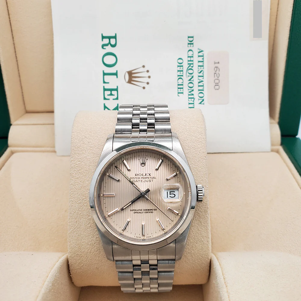 Rolex Datejust 36mm 16200 Tapestry Dial Stainless Steel Jubilee Watch Box Papers - Image 3