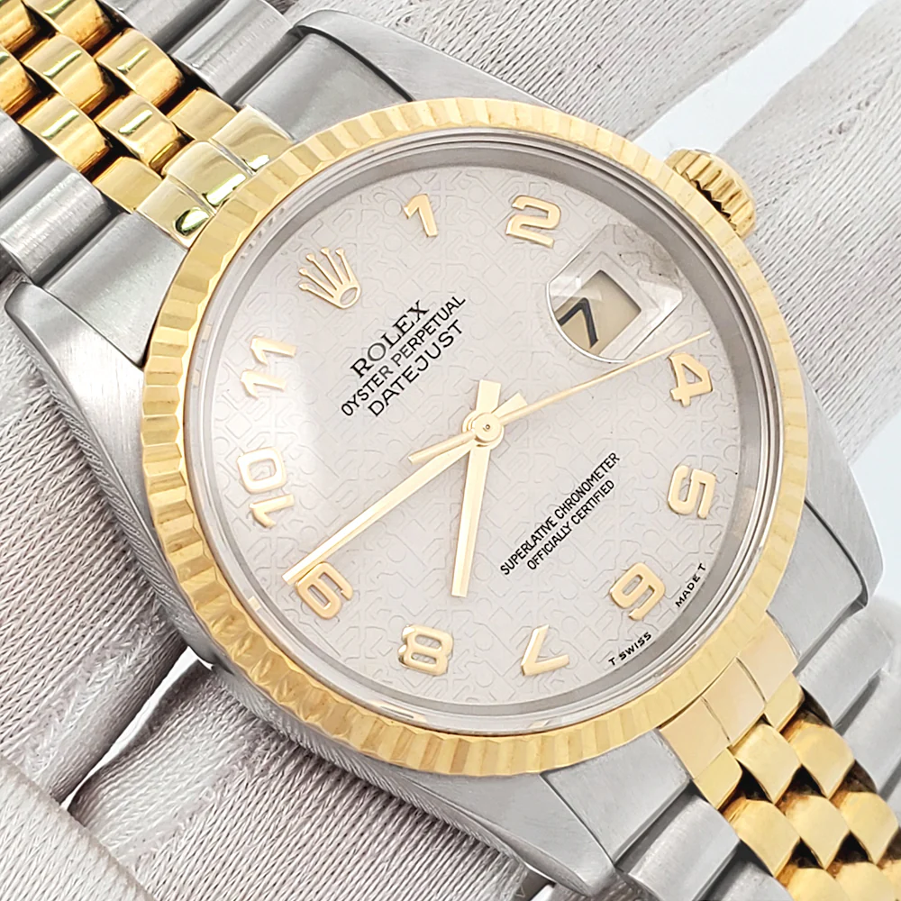 Rolex Datejust 36mm 16233 Cream Jubilee Arabic Dial 2-tone Yellow Gold/Steel Jubilee Watch - Image 2