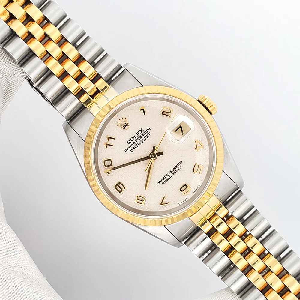 Rolex Datejust 36mm 16233 Cream Jubilee Arabic Dial 2-tone Yellow Gold/Steel Jubilee Watch - Image 3