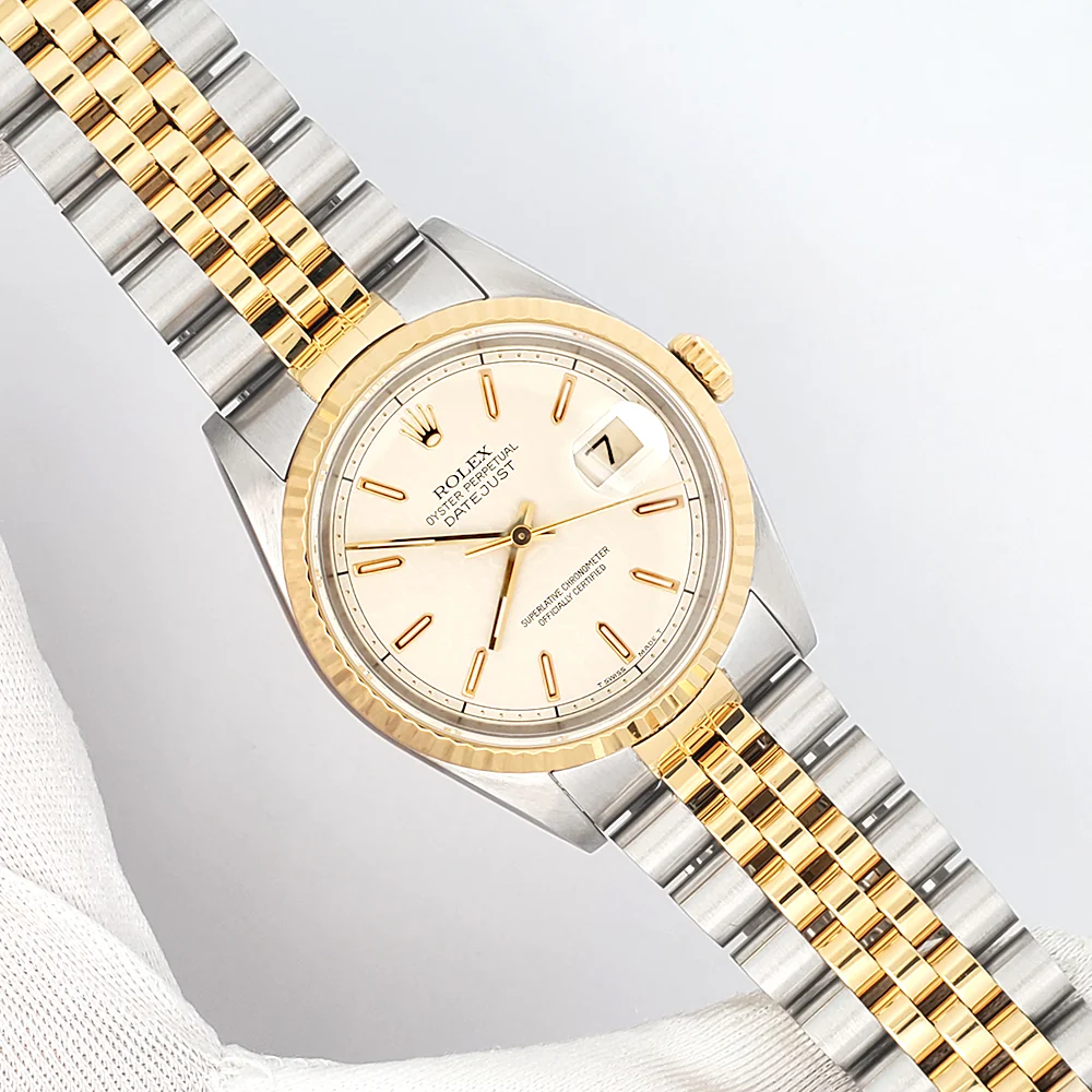 Rolex Datejust 36mm 16233 Cream Jubilee Index Dial 2-tone Yellow Gold/Steel Jubilee Watch - Image 3