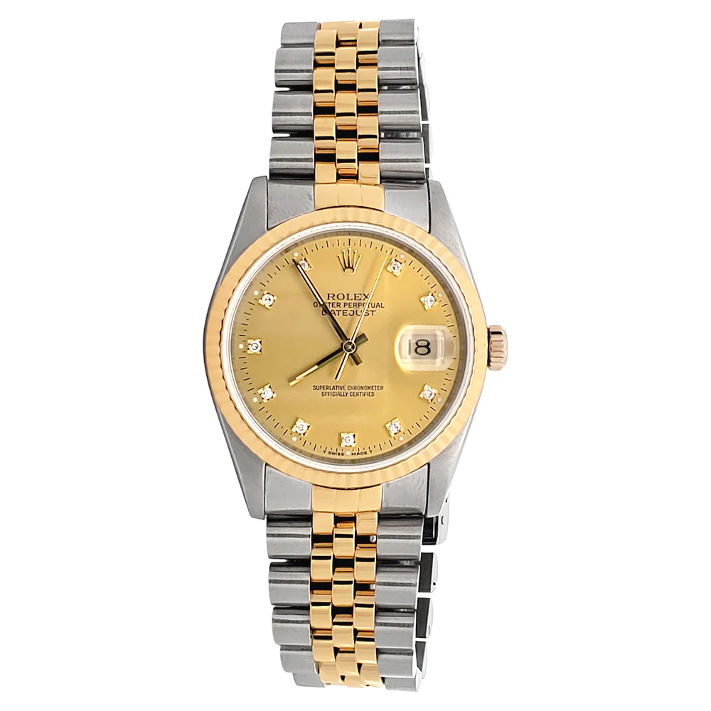 Rolex Datejust 36mm 16233 Factory Champagne Diamond Dial Yellow Gold/Steel Watch - Image 7