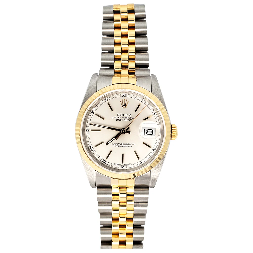 Rolex Datejust 36mm 16233 Silver Index Dial 2-tone Yellow Gold/Steel Jubilee Watch - Image 3