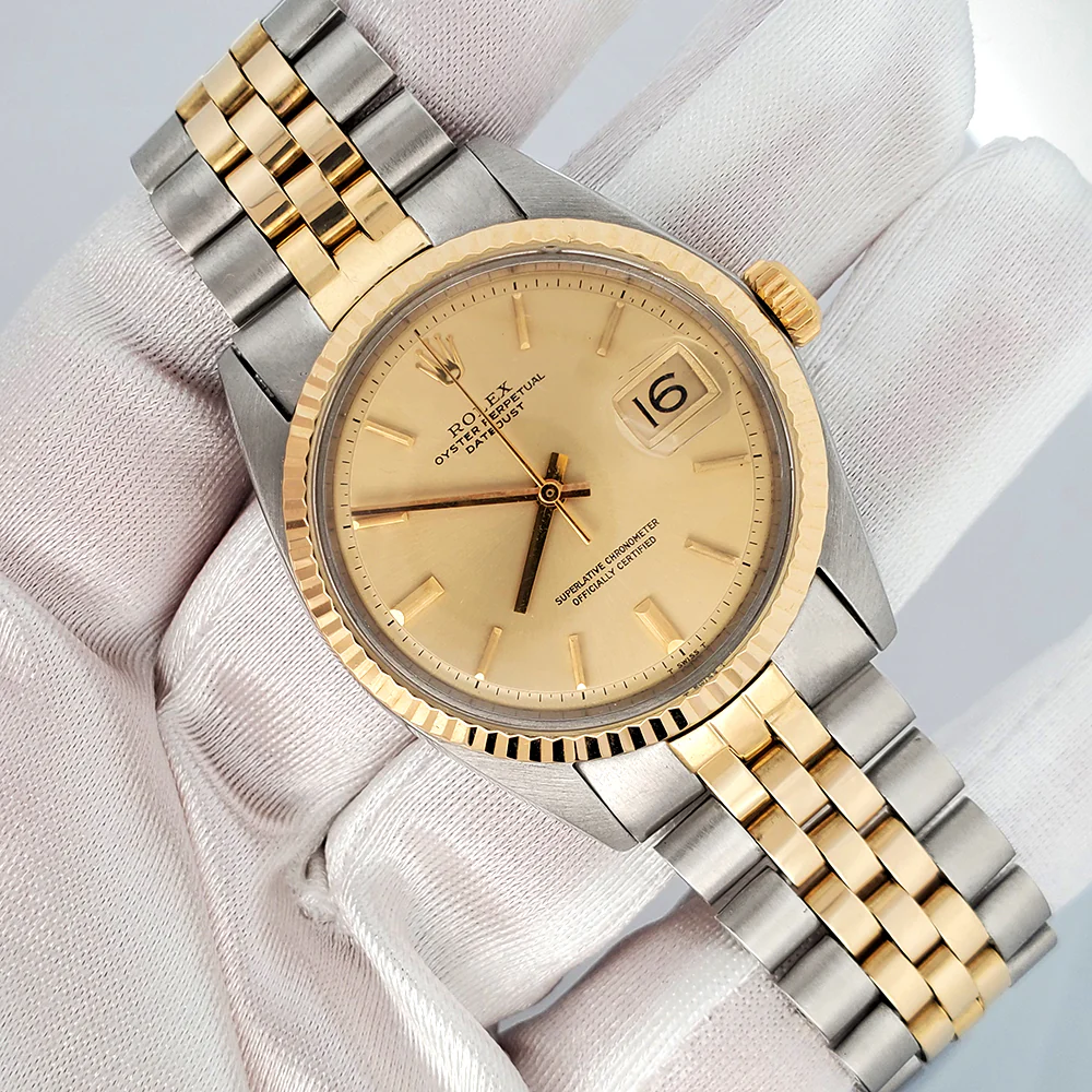 Rolex Datejust 36mm 2-Tone Champagne Dial Yellow Gold/Steel Watch 1601 - Image 3