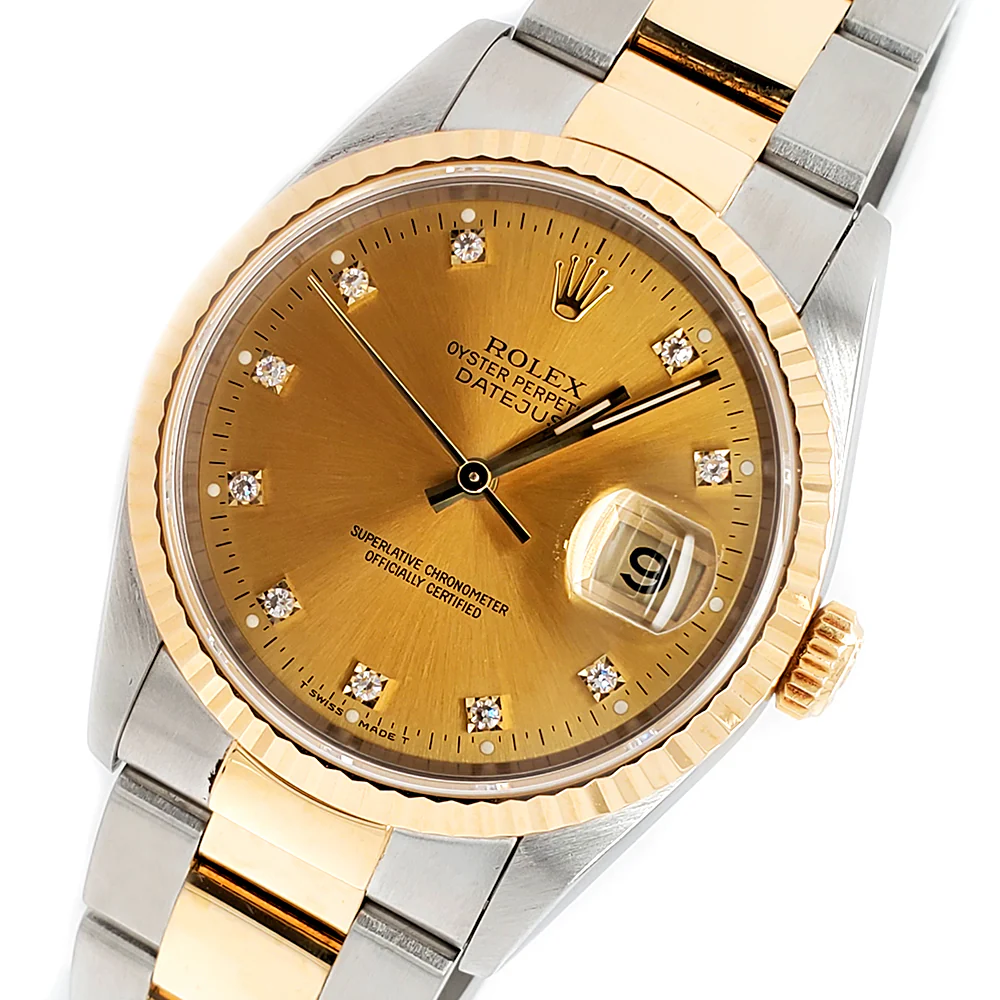 Rolex Datejust 36mm 2-Tone Factory Champagne Diamond Dial Oyster Watch Box Papers - Image 2