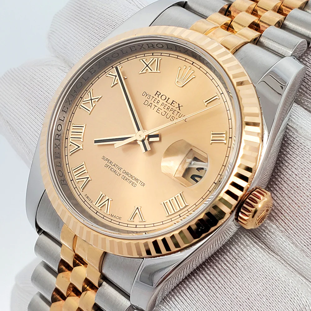 Rolex Datejust 36mm 2-Tone Champagne Roman 116233 Jubilee Watch Box Papers - Image 2