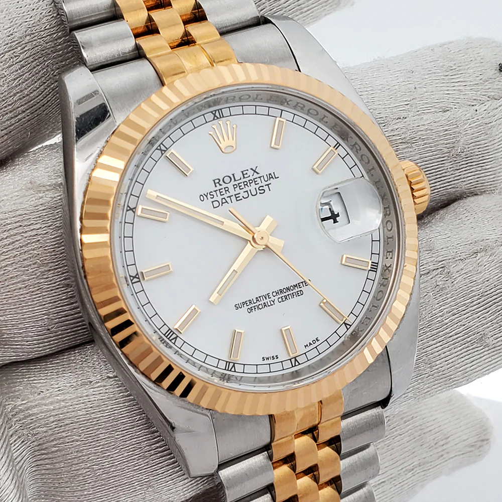 Rolex Datejust 36mm 2-Tone White Index Dial Steel Jubilee 116233 Watch - Image 2
