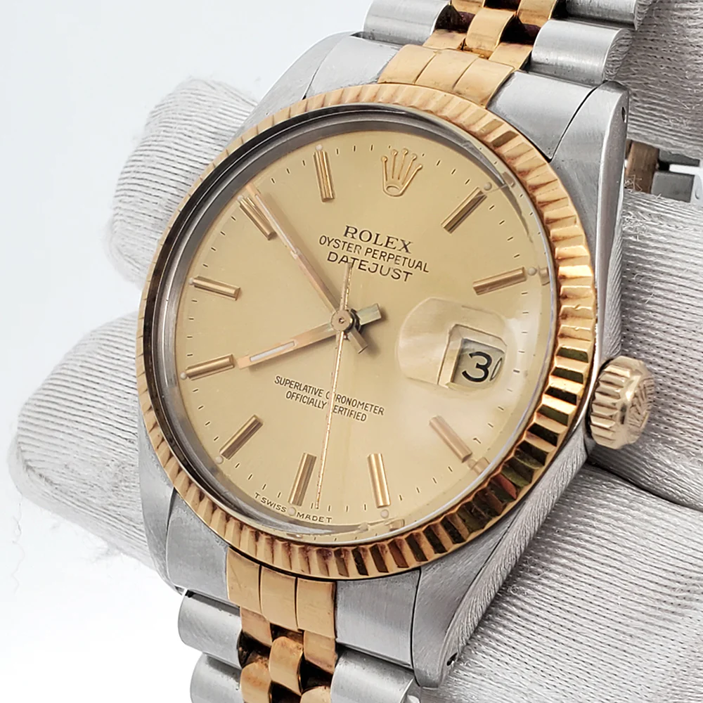 Rolex Datejust 36mm 2-tone Yellow Gold/Stainless Steel Watch 16013 Box Papers