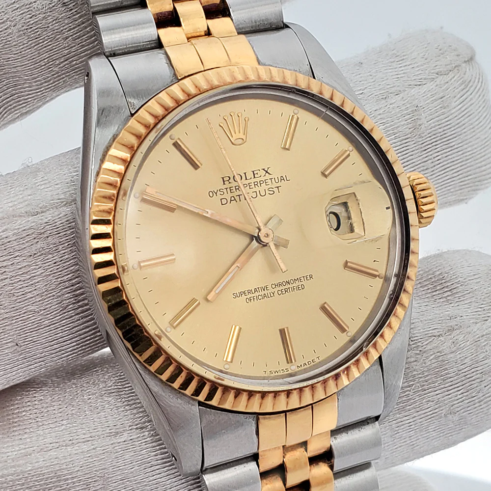 Rolex Datejust 36mm 2-tone Yellow Gold/Stainless Steel Watch 16013 Box Papers - Image 2
