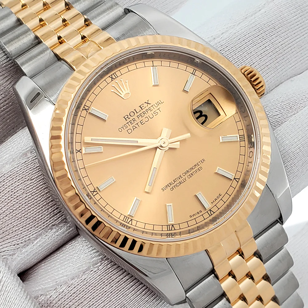 Rolex Datejust 36mm 2-Tone Yellow Gold/Steel Champagne Dial Watch 116233 - Image 2