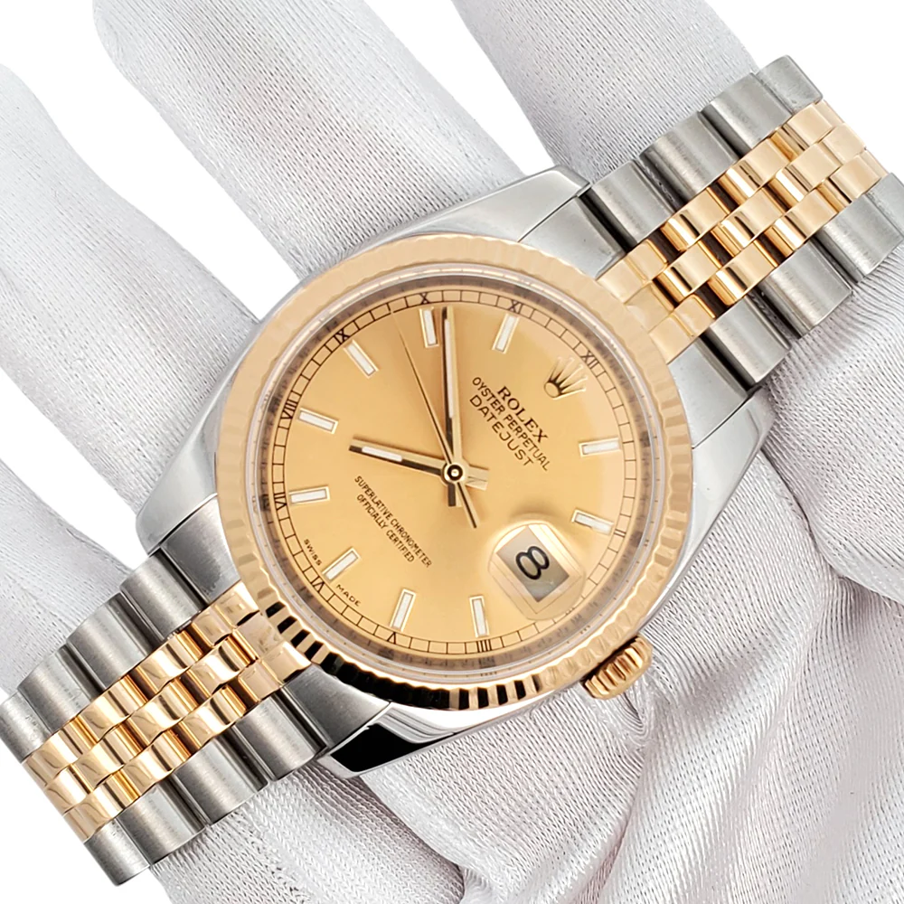 Rolex Datejust 36mm 2-Tone Yellow Gold/Steel Champagne Dial Watch 116233 - Image 3