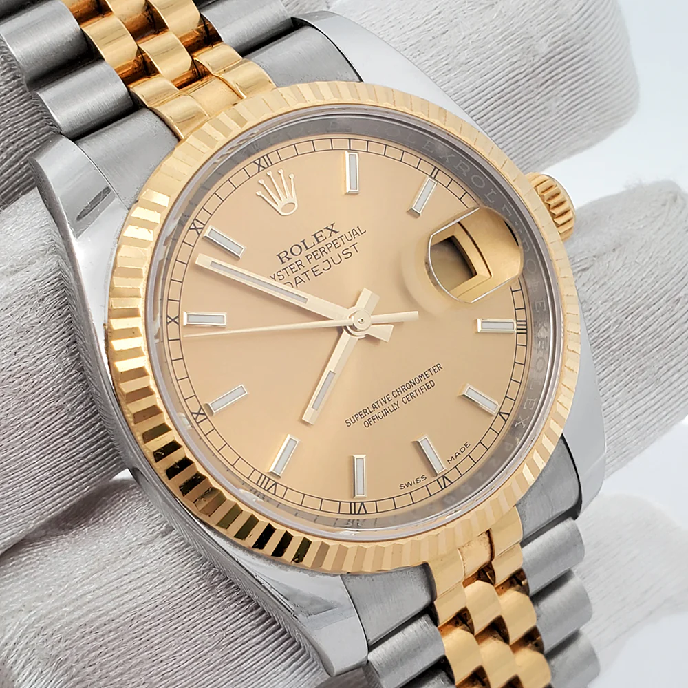 Rolex Datejust 36mm 2-Tone Yellow Gold/Steel Champagne Dial Watch 116233 Box Papers - Image 2