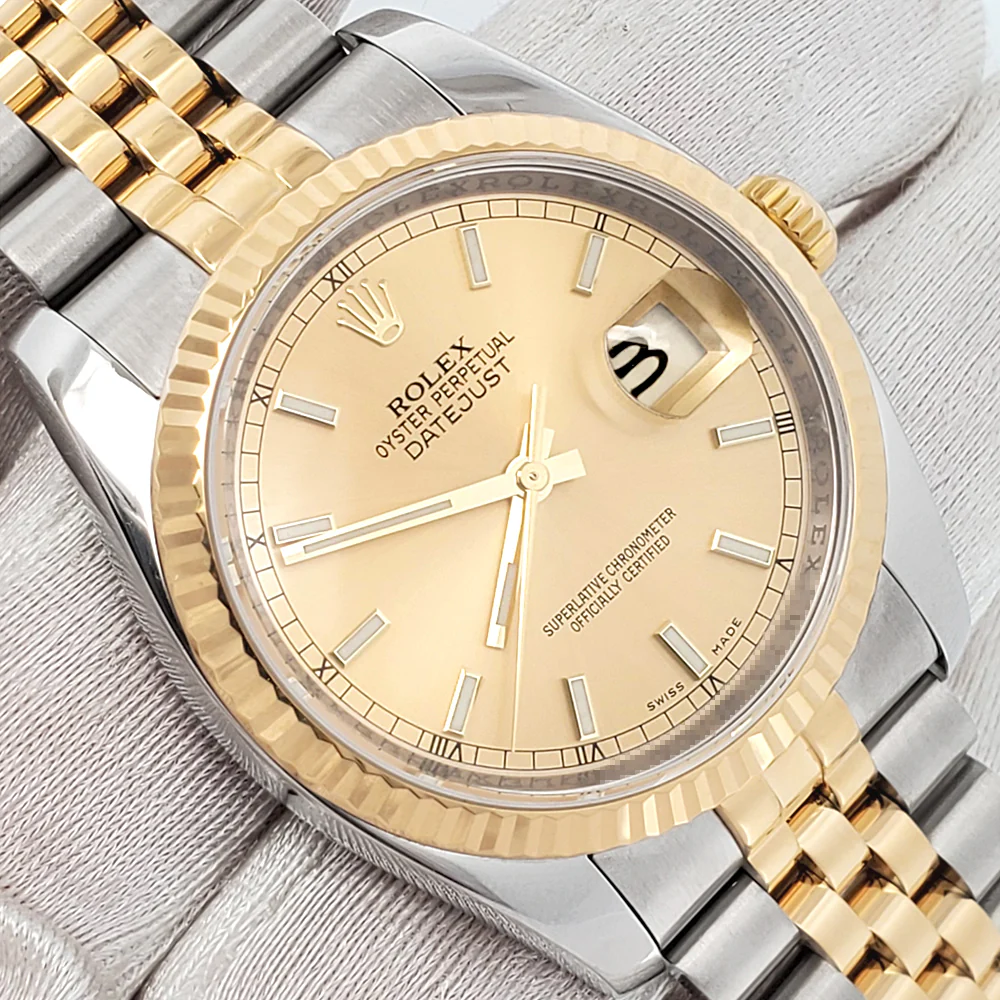 Rolex Datejust 36mm 2-Tone Yellow Gold/Steel Champagne Index Dial Watch 116233 - Image 2