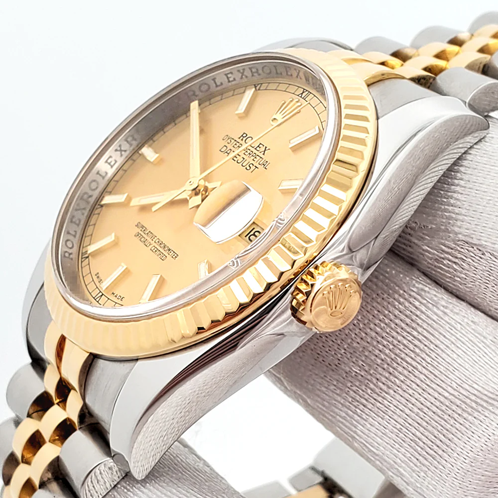 Rolex Datejust 36mm 2-Tone Yellow Gold/Steel Champagne Index Watch 116233 Box/Papers/Tag - Image 3