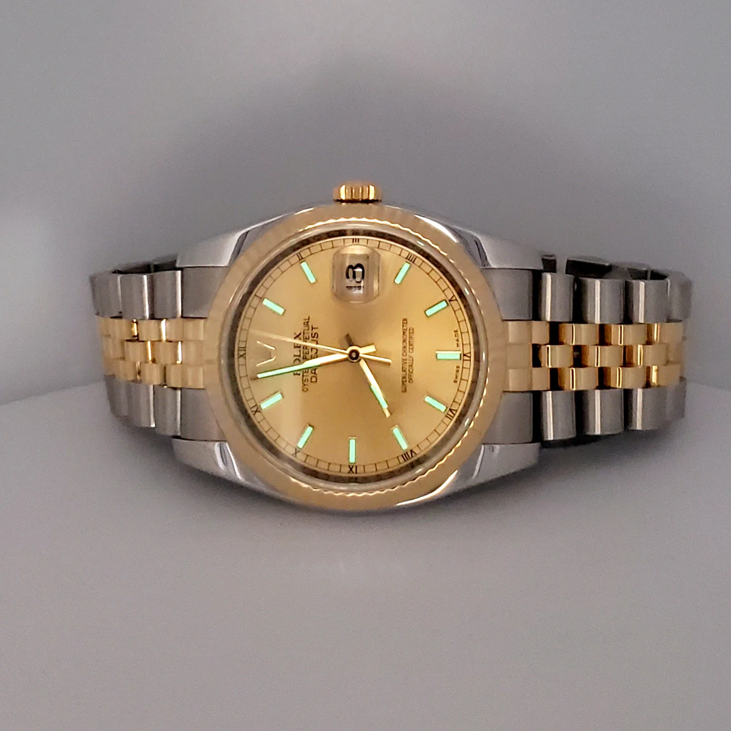 Rolex Datejust 36mm 2-Tone Yellow Gold/Steel Champagne Index Watch 116233 Box/Papers/Tag - Image 9