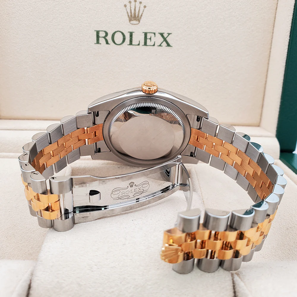 Rolex Datejust 36mm 2-Tone Yellow Gold/Steel Cream Pyramid Dial Watch 116233 Box Papers - Image 8