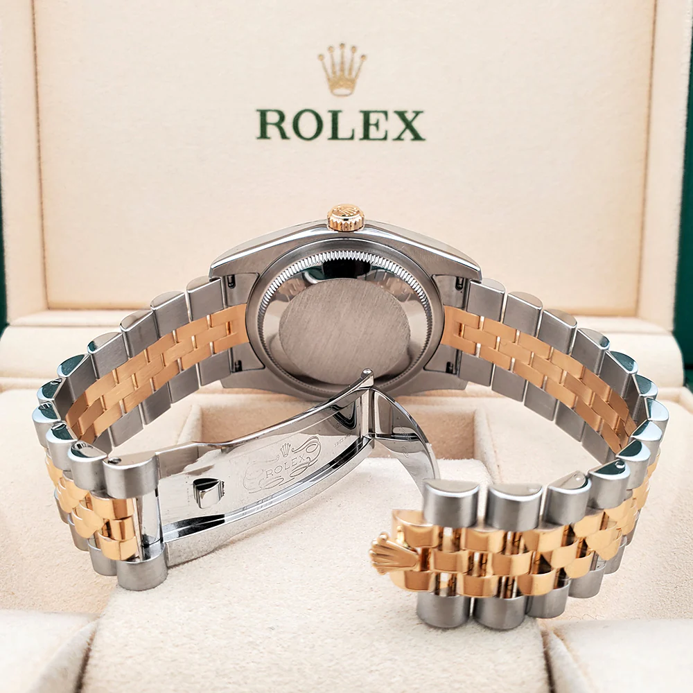 Rolex Datejust 36mm 2-Tone Yellow Gold/Steel Silver Index Fluted Jubilee Watch 116233 - Image 6