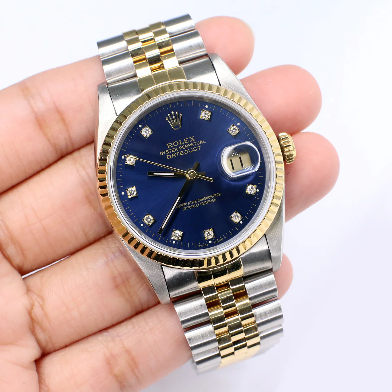Rolex Datejust 36mm 2-Tone Yellow Gold/Steel Watch with Factory Diamond Dial/Fluted Bezel - Image 5