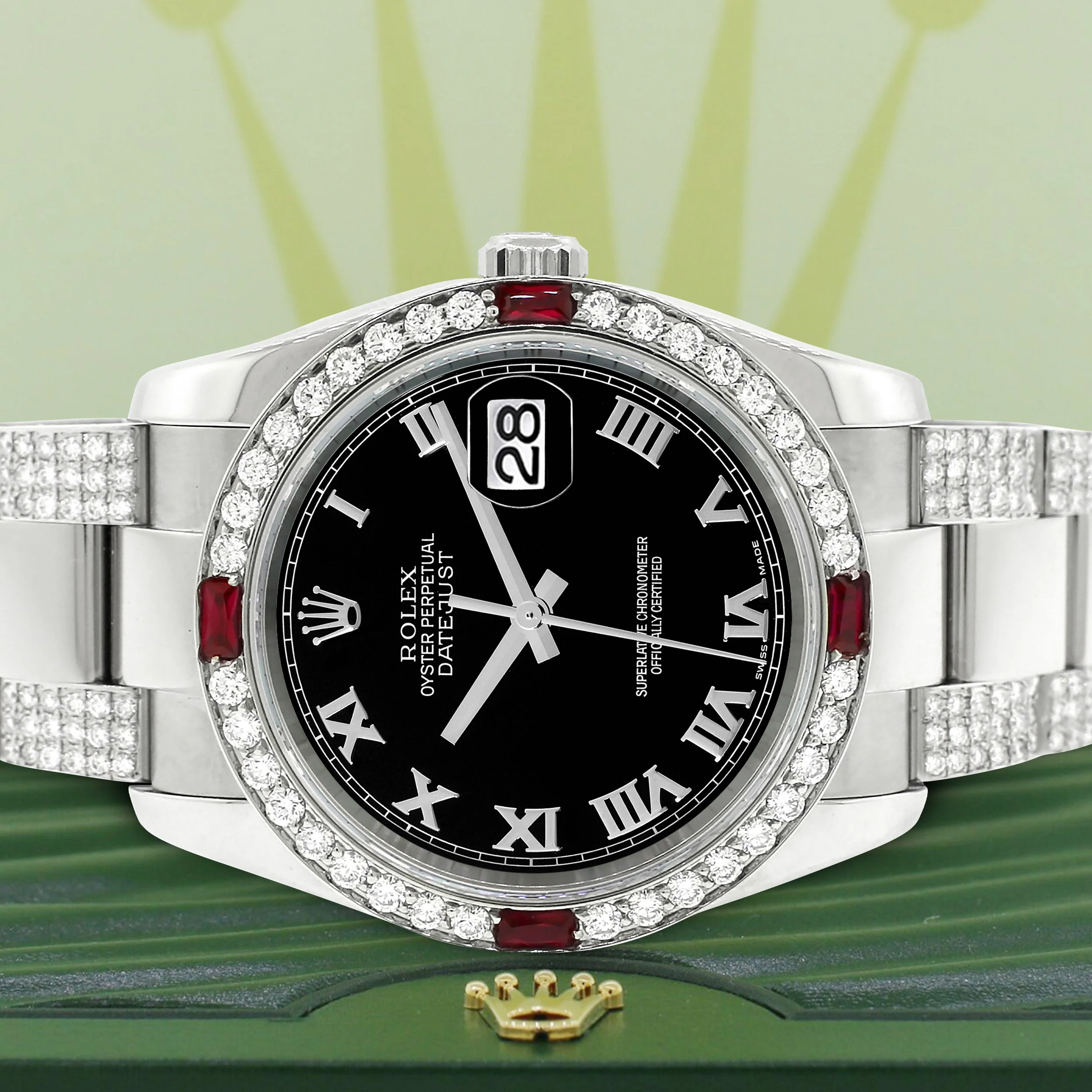 Rolex Datejust 36mm 4.5Ct Diamond Bezel/Bracelet/Black Roman Dial 116200 Steel Watch - Image 2
