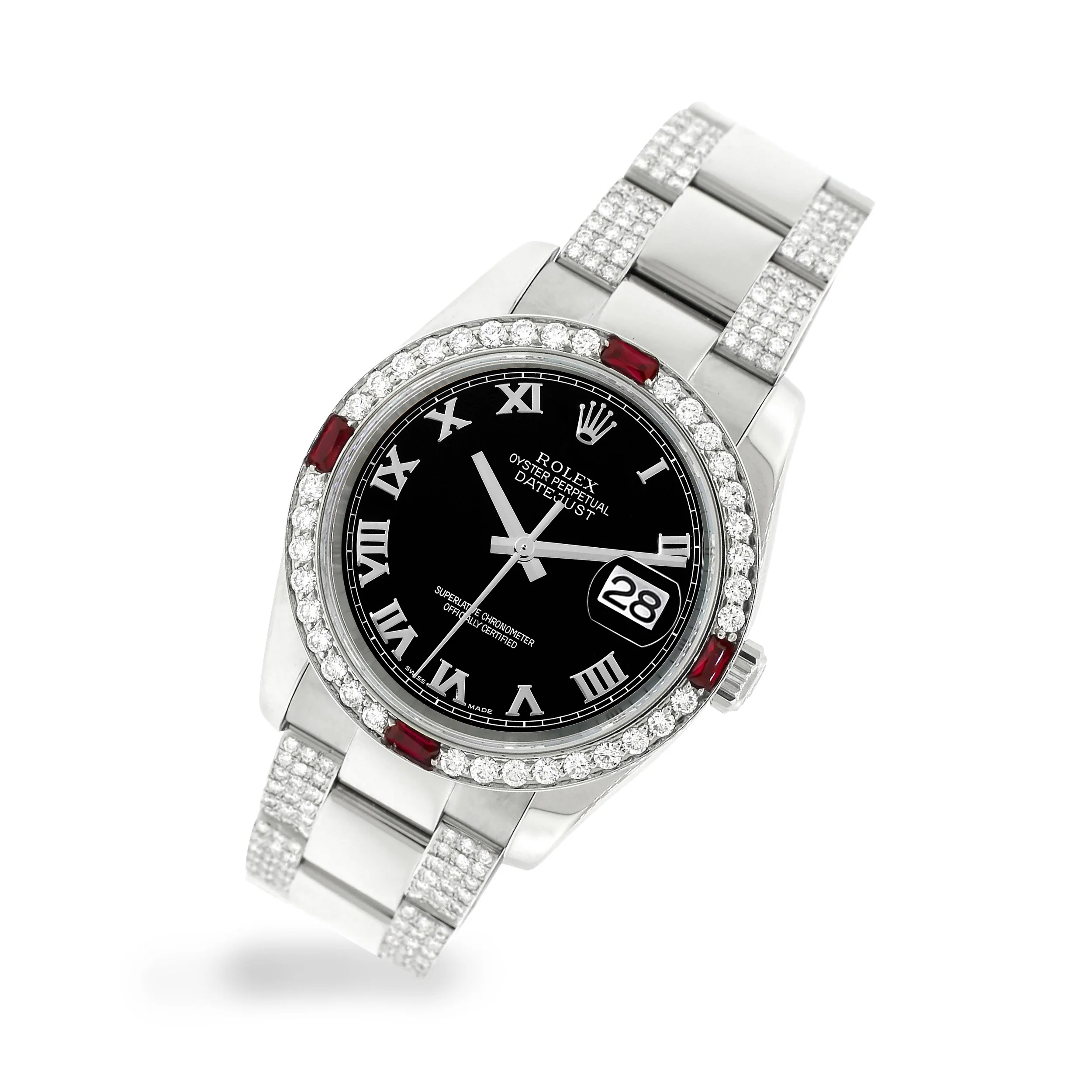 Rolex Datejust 36mm 4.5Ct Diamond Bezel/Bracelet/Black Roman Dial 116200 Steel Watch - Image 3