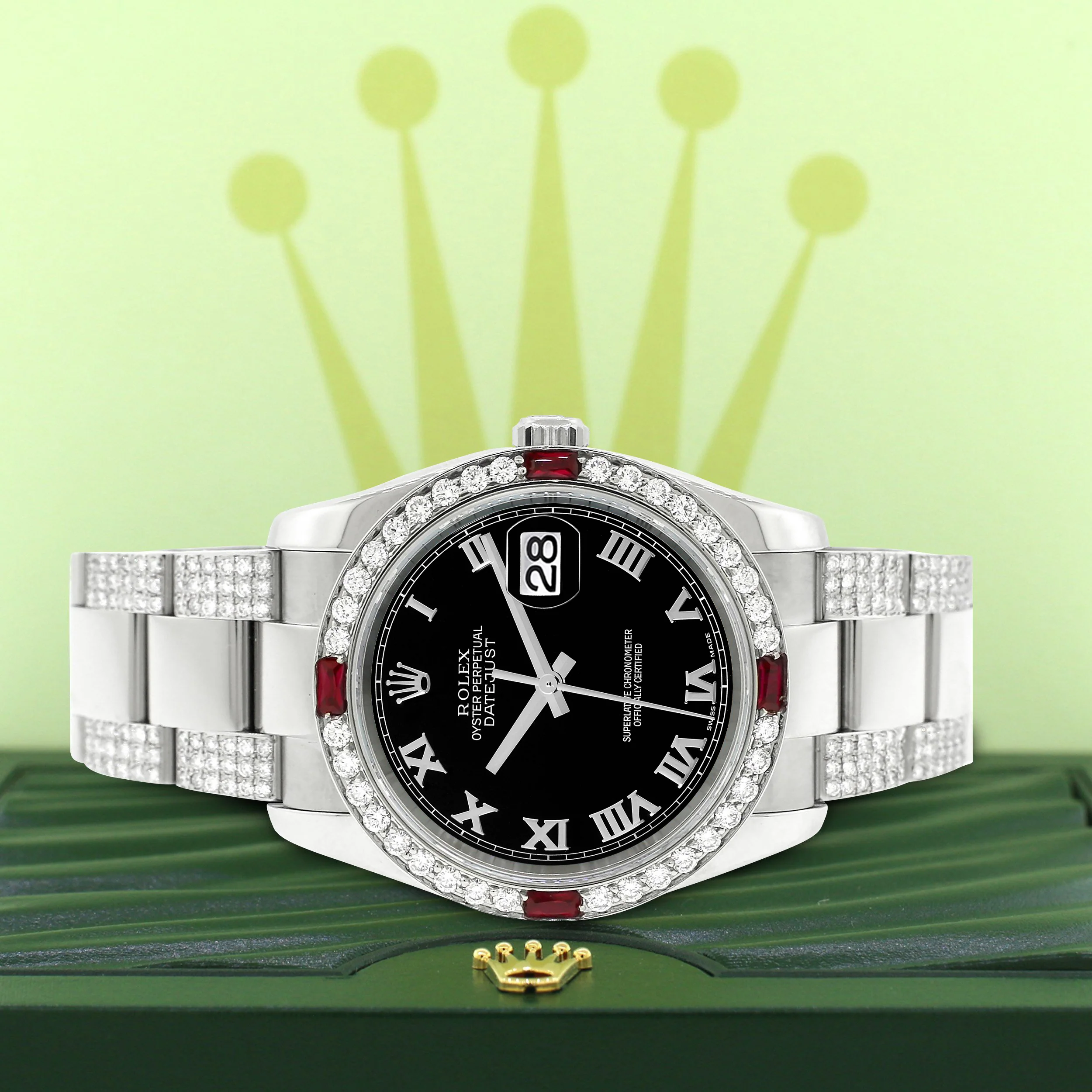 Rolex Datejust 36mm 4.5Ct Diamond Bezel/Bracelet/Black Roman Dial 116200 Steel Watch - Image 4