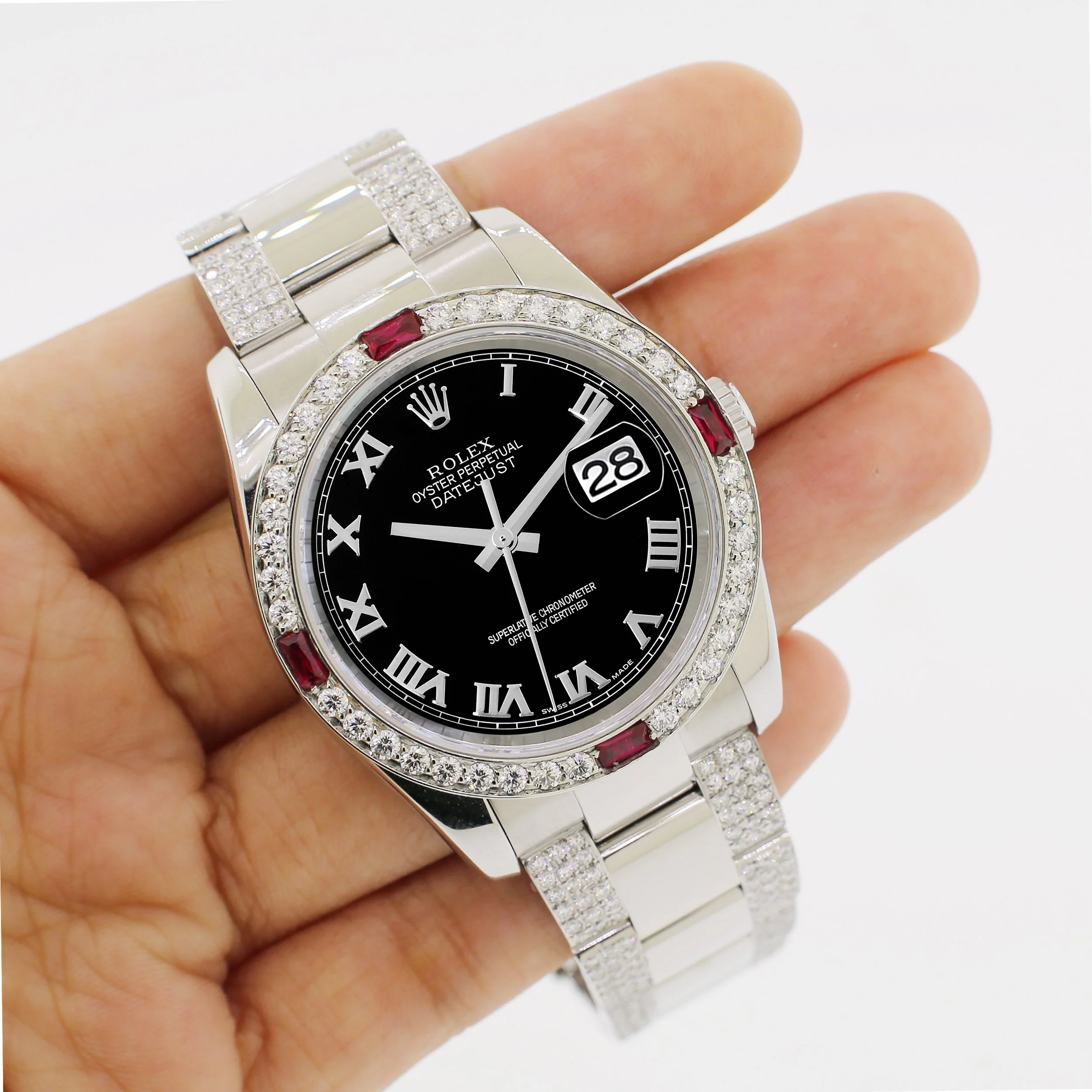 Rolex Datejust 36mm 4.5Ct Diamond Bezel/Bracelet/Black Roman Dial 116200 Steel Watch - Image 5