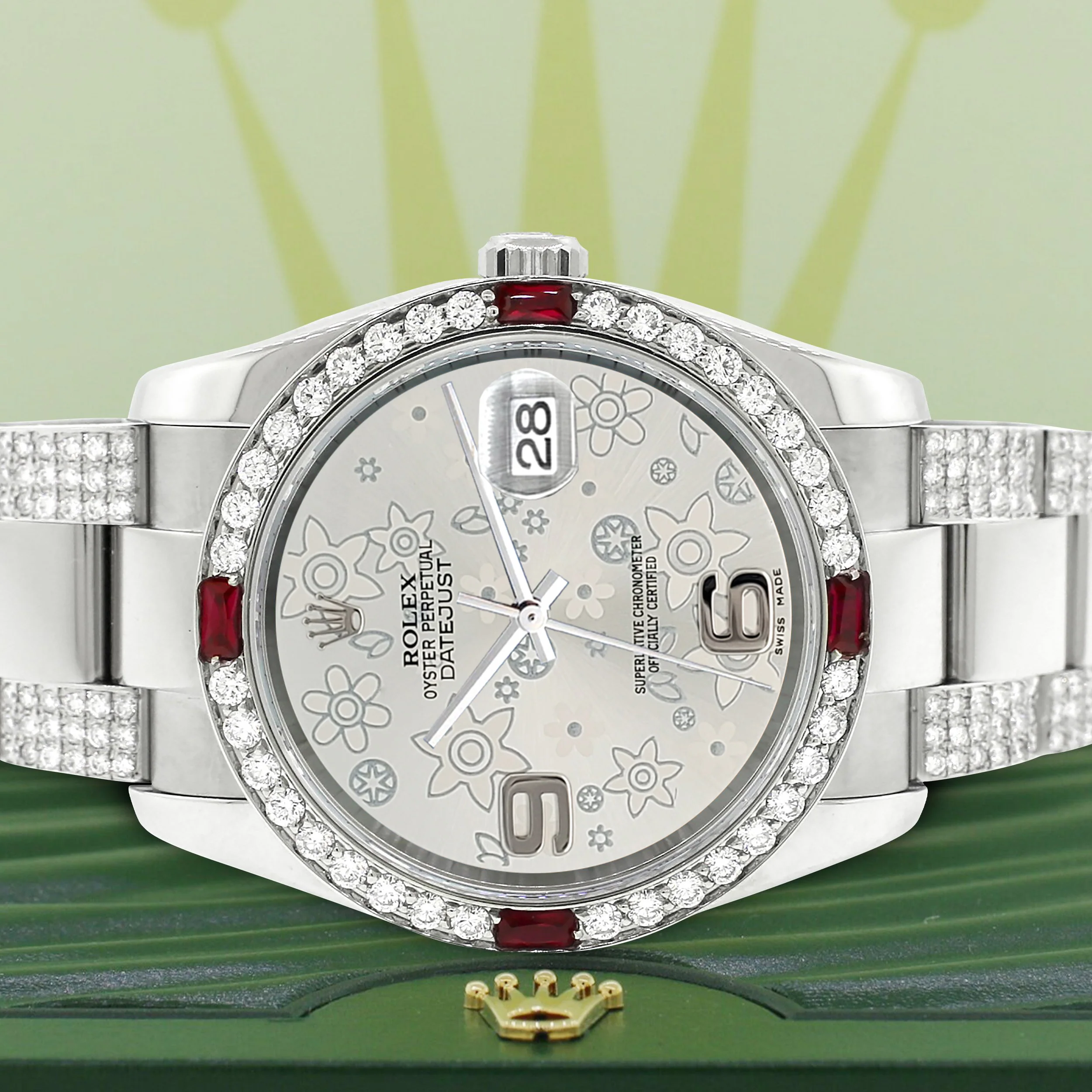 Rolex Datejust 36mm 4.5Ct Diamond Bezel/Bracelet/Grey Floral Dial 116200 Steel Watch - Image 2