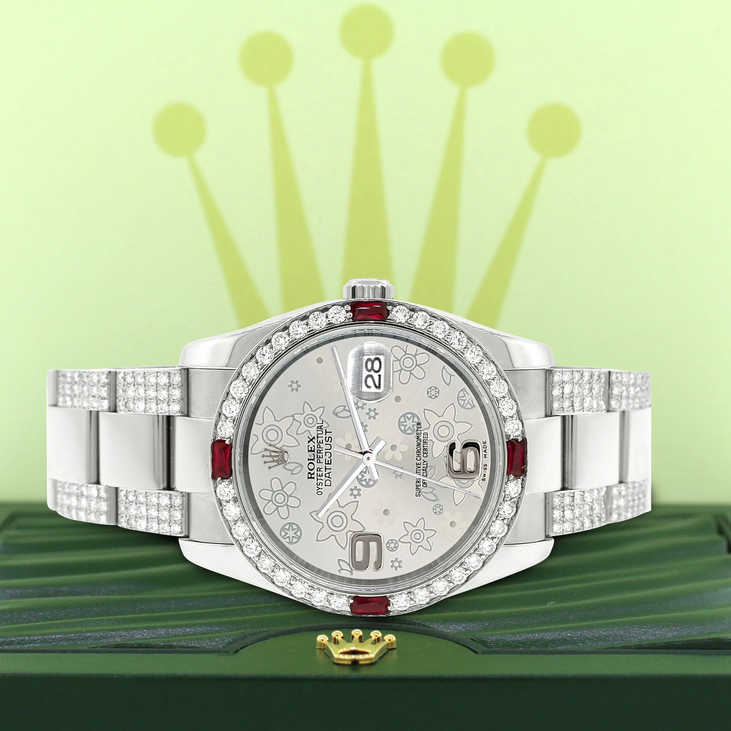 Rolex Datejust 36mm 4.5Ct Diamond Bezel/Bracelet/Grey Floral Dial 116200 Steel Watch - Image 4