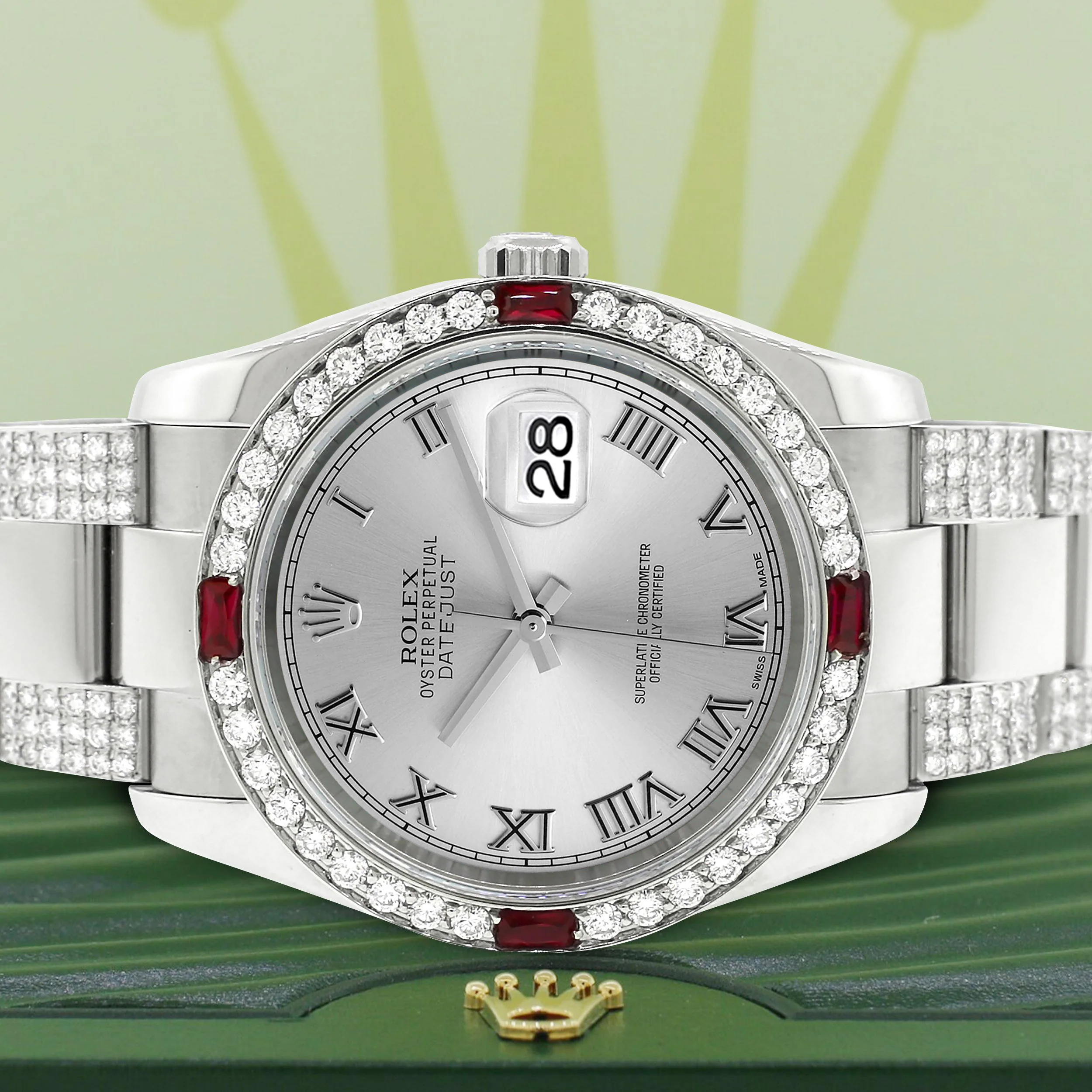 Rolex Datejust 36mm 4.5ct Diamond Bezel/Bracelet/Grey Roman Dial 116200 Steel Watch - Image 2