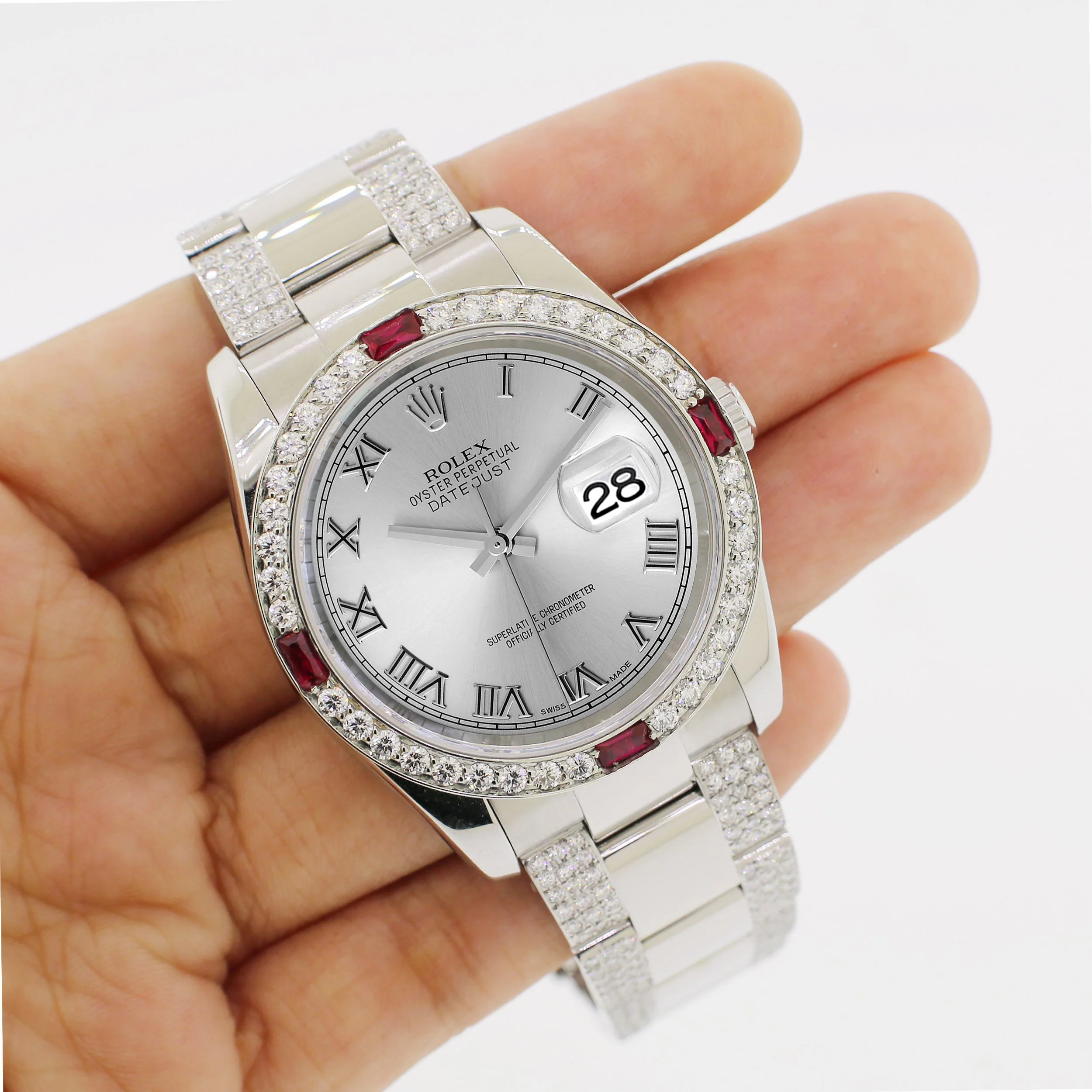 Rolex Datejust 36mm 4.5ct Diamond Bezel/Bracelet/Grey Roman Dial 116200 Steel Watch - Image 5