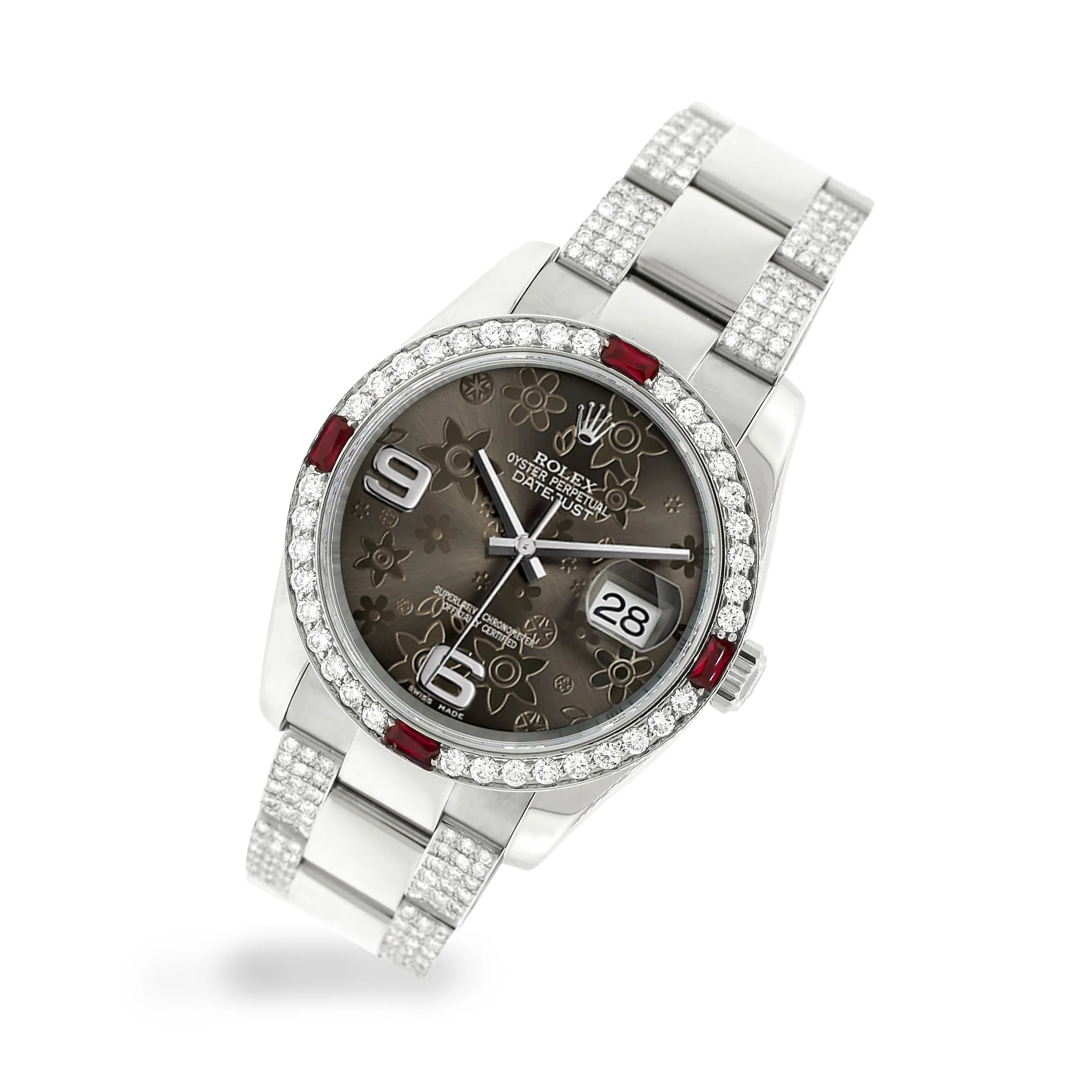 Rolex Datejust 36mm 4.5Ct Diamond Bezel/Bracelet/Rhodium Floral Dial 116200 Steel Watch - Image 3