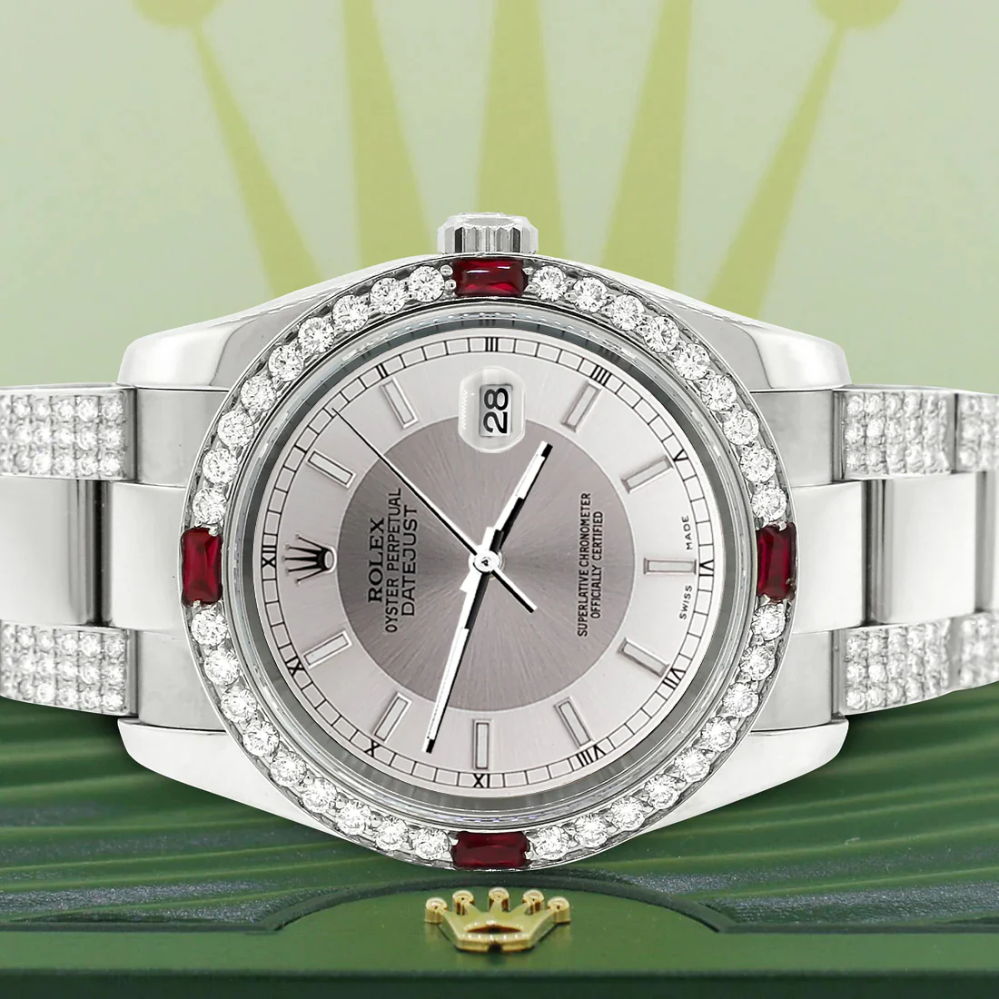 Rolex Datejust 36mm 4.5Ct Diamond Bezel/Bracelet/Silver Tuxedo Dial 116200 Steel Watch - Image 2