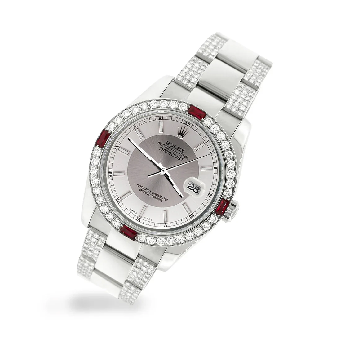Rolex Datejust 36mm 4.5Ct Diamond Bezel/Bracelet/Silver Tuxedo Dial 116200 Steel Watch - Image 3