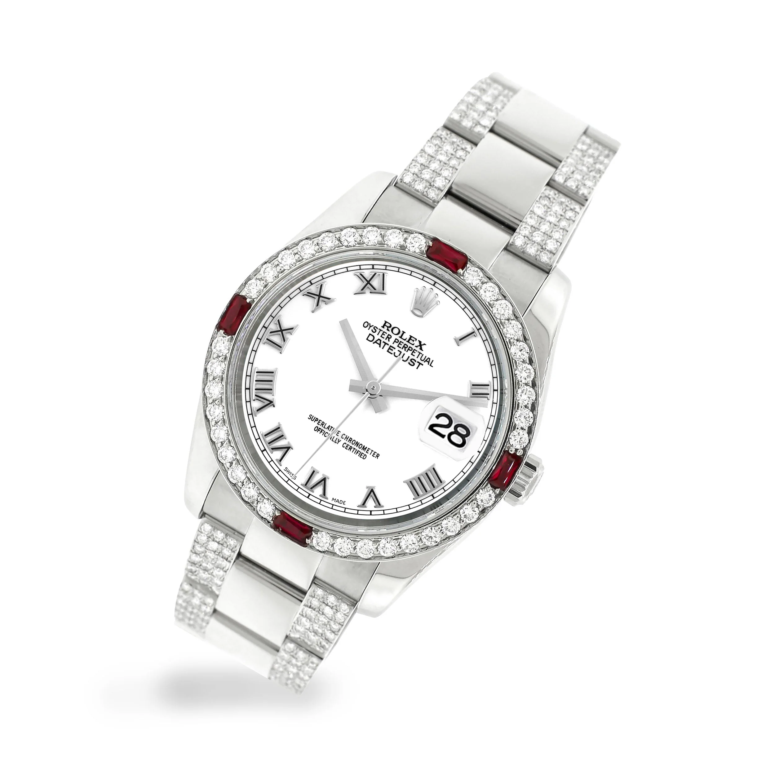 Rolex Datejust 36mm 4.5Ct Diamond Bezel/Bracelet/White Roman Dial 116200 Steel Watch - Image 3