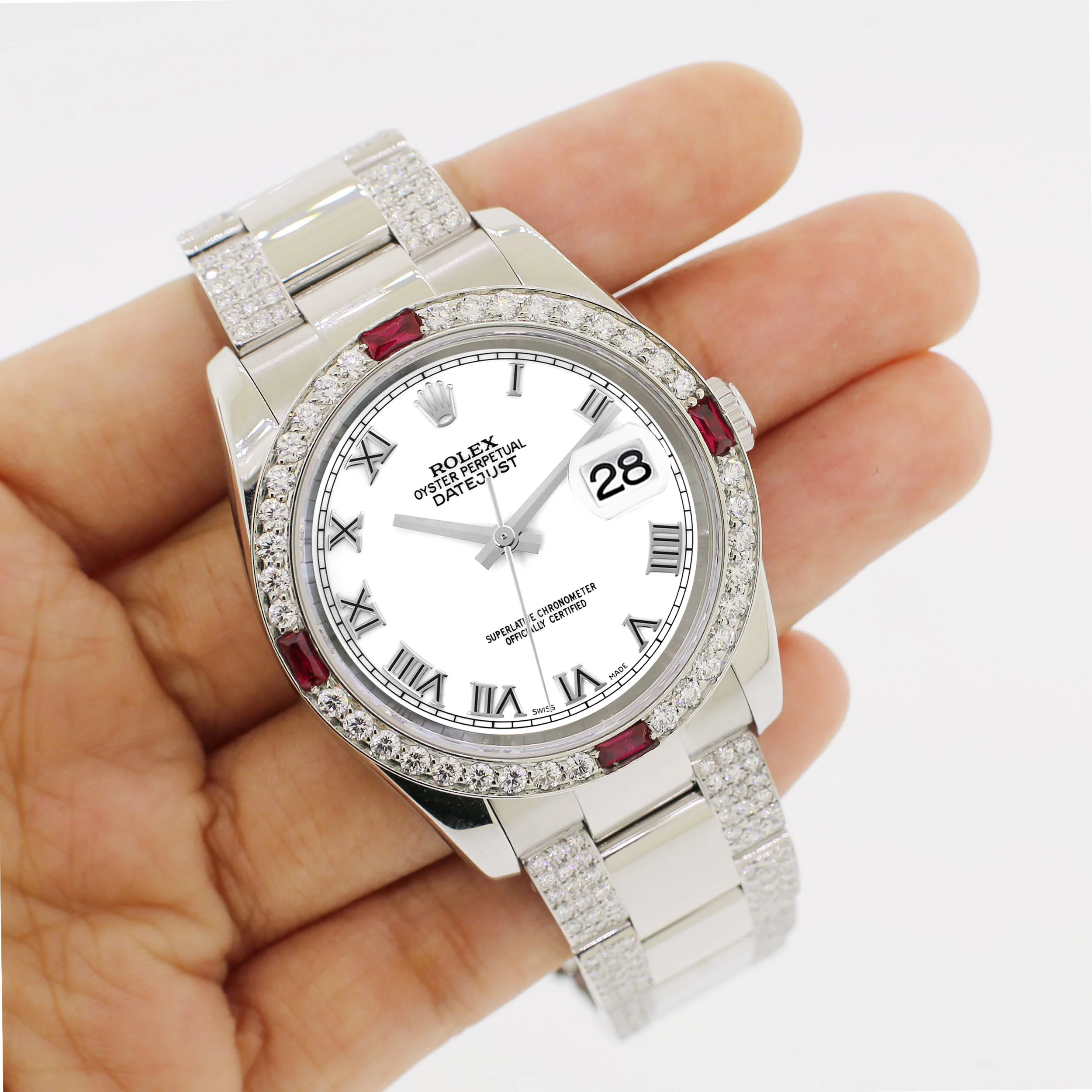 Rolex Datejust 36mm 4.5Ct Diamond Bezel/Bracelet/White Roman Dial 116200 Steel Watch - Image 5